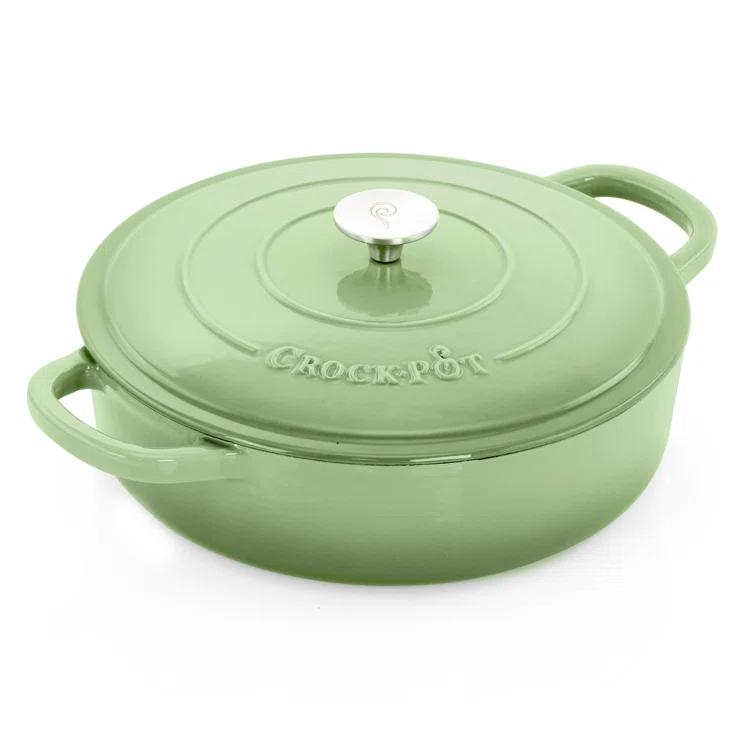 Crock-pot Crock Pot Artisan 5 Quart Round Enameled Cast Iron Braiser Pan With Self Basting Lid In Pistachio Green | Wayfair