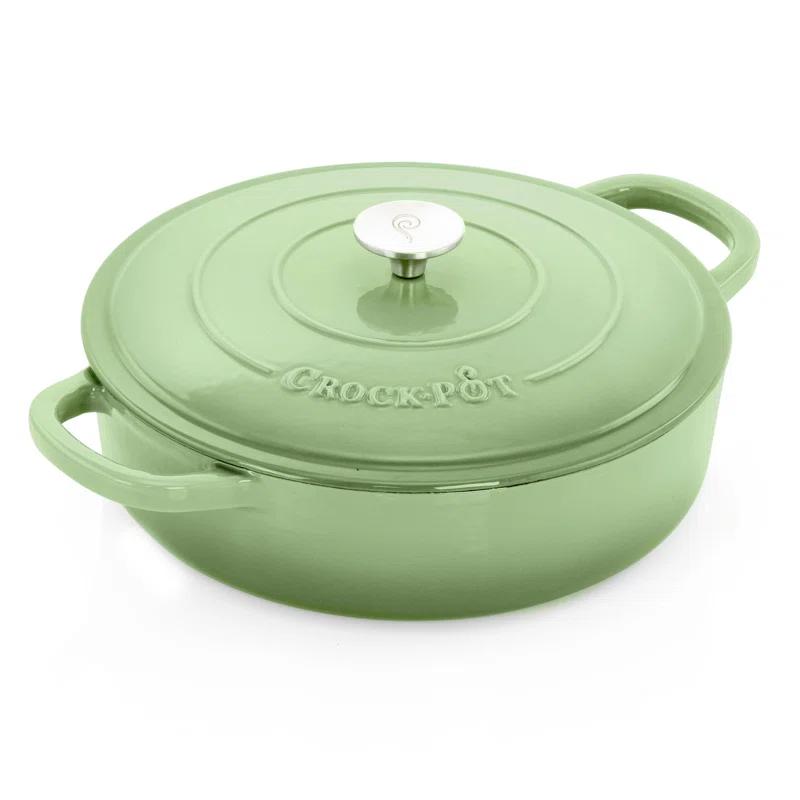 Crock-pot Crock Pot Artisan 5 Quart Round Enameled Cast Iron Braiser Pan With Self Basting Lid In Pistachio Green | Wayfair