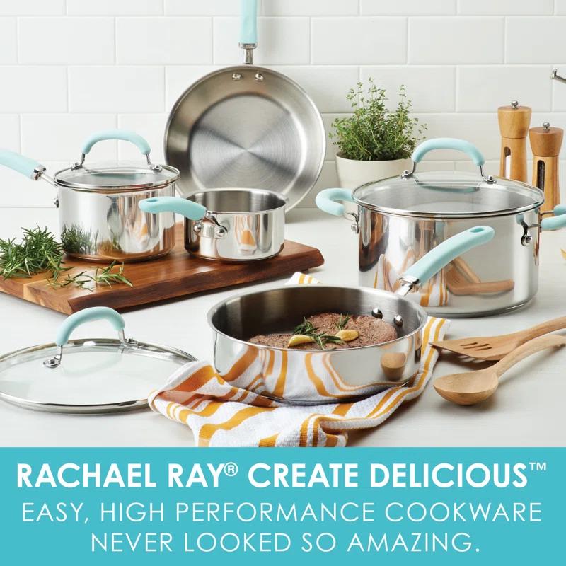 Rachael Ray Rachael Ray Create Delicious Stainless Steel Cookware Induction Pots and Pans Set, 10 Piece
