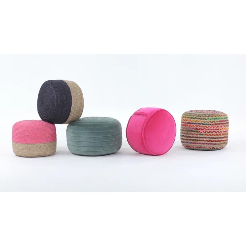 Simpli Home Margo 20"W Cotton and Jute Boho-style Pouf