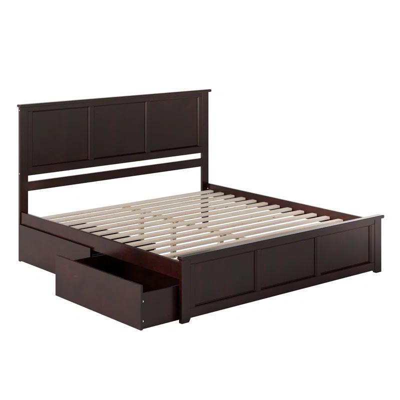 Madison Solid Wood Platform Bed with Matching Footboard & Storage Drawers