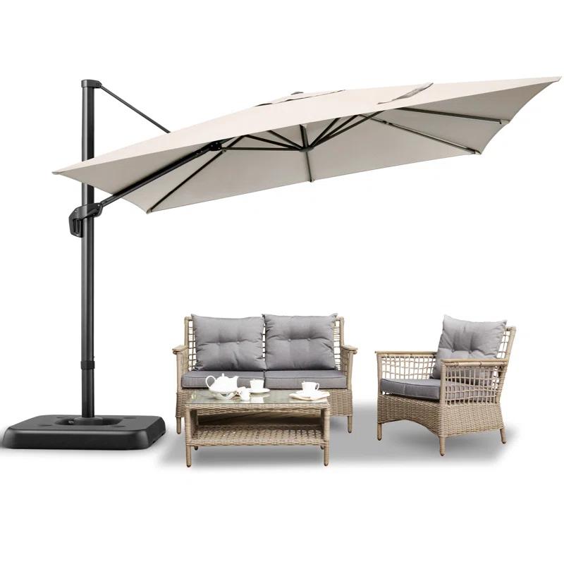 HOTEEL 10'x10' Aluminum Cantilever Umbrella - 360° Rotation & 5-Tilt Angles for Patio, Poolside & Outdoor