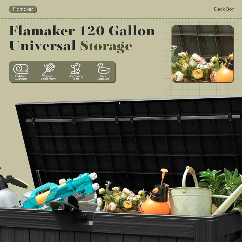 MAXAYA Resin Deck Box 120 Gallon Waterproof Large Deck Boxes P...
