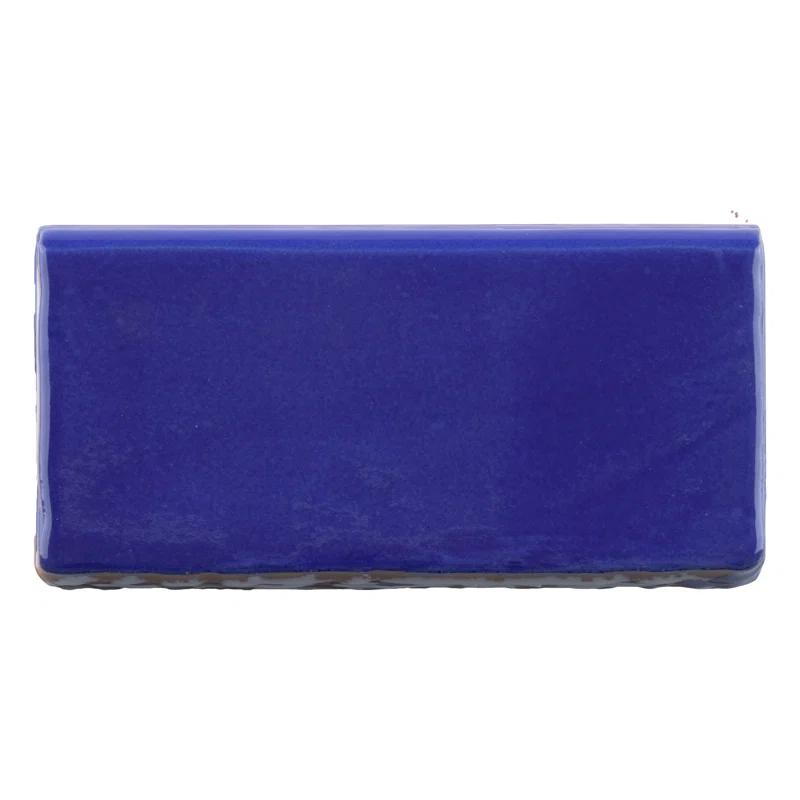 Merola Tile Viva 6" L x 3" W Ceramic Bullnose Wall Tile Trim in Blue