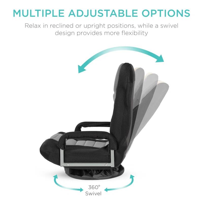Trule Alba 360-Degree Swivel Gaming Floor Chair w/ Armrest Handles, Foldable Adjustable Back