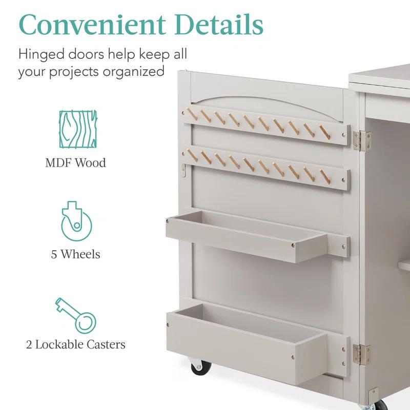 Best Choice Products 46'' x 16'' Sewing Table with Sewing Machine Platform and Wheels