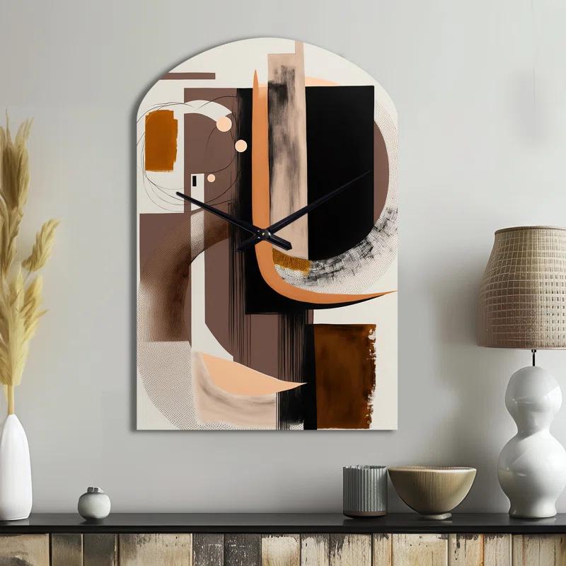 Design Art Modern Watercolor Art - Arch Shape Unique Abstract Transitional Wall Clock
