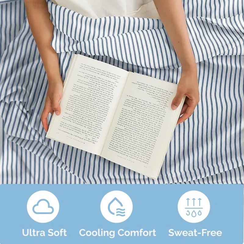 CGK Linens 4 Piece Sheet Set Premium Soft Cooling & Wrinkle Free Stripes Sheet Set