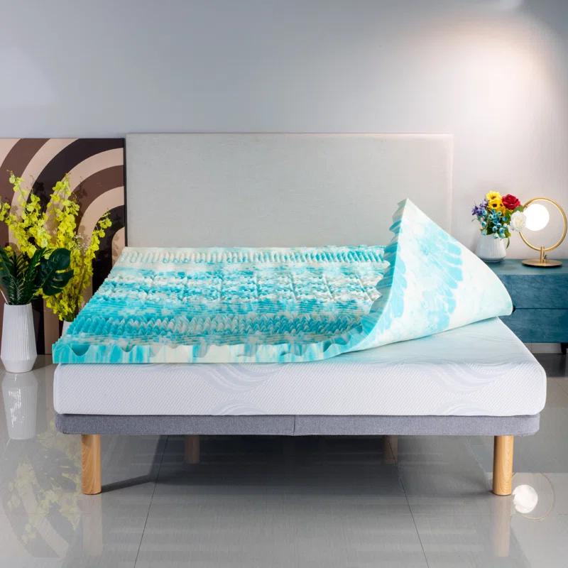 Alwyn Home 2 Inch Mattress Topper, 5-Zone Memory Foam Mattress Topper, Cooling Gel Mattress Topper, Topper For Pressure Relieve