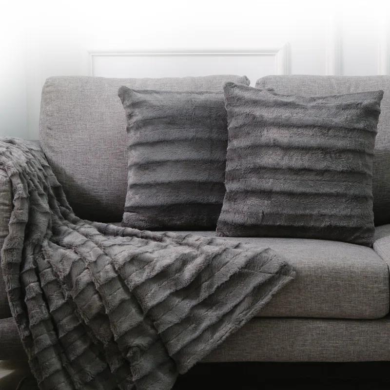 Cheer Collection Faux Fur Throw Pillow (Set of 2)