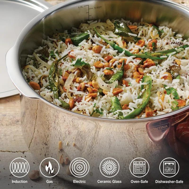 Tramontina Utsava Tri-Ply Clad Stainless Steel Tope with Lid, Patila Pot for Indian Cooking & Reviews | Wayfair