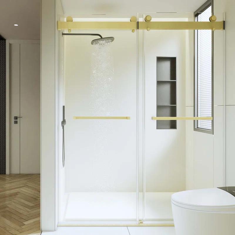 Dimorphos 56-60"W x 76"H Frameless Double Sliding Shower Door with 10mm Tempered Glass Door 11DD161822LL
