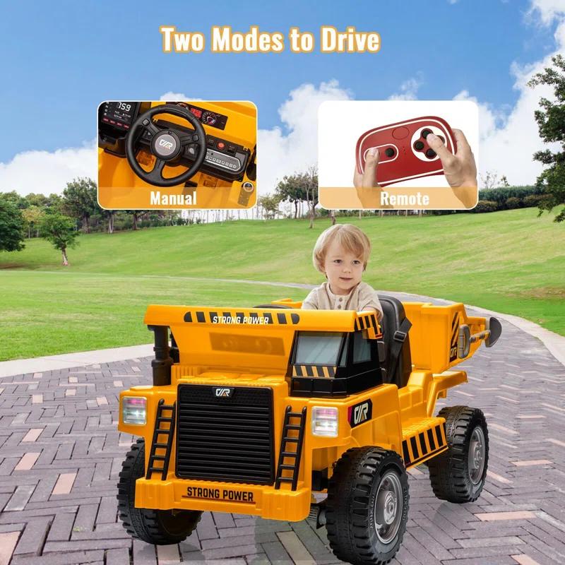 Hetoy Ride On Dump Truck, 12V Ride On Car With Remote Control