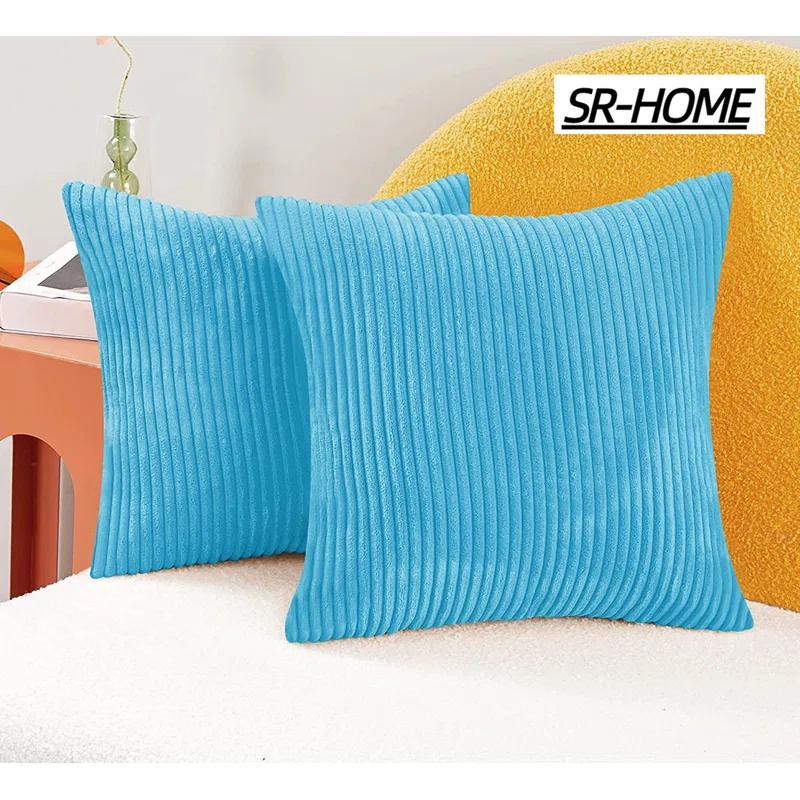 LALA & WONZ Corduroy Striped Throw Pillow Covers (Set of 2)