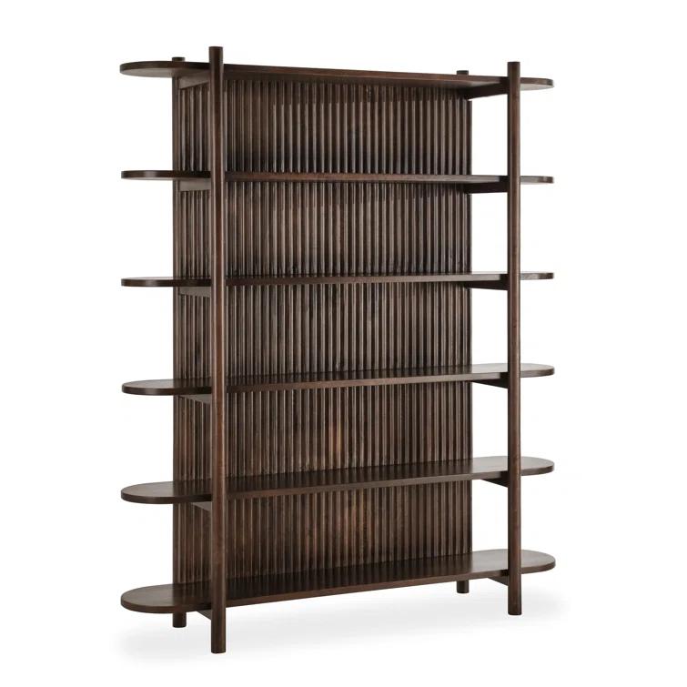 Redford 81" Dark Brown Mango Wood Mid-Century Modern Bookcase
