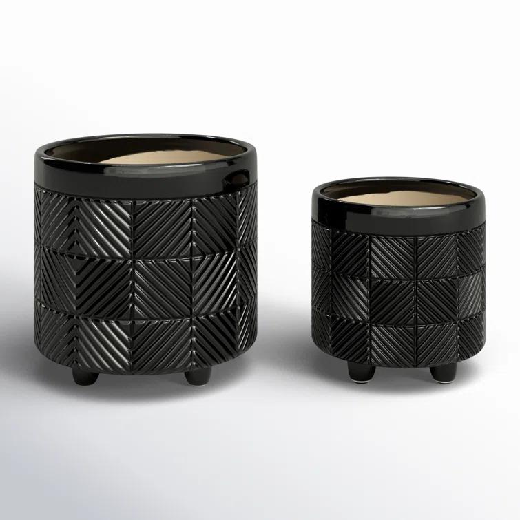 Ceramic Footed Planter Set of 2 Indoor and Outdoor