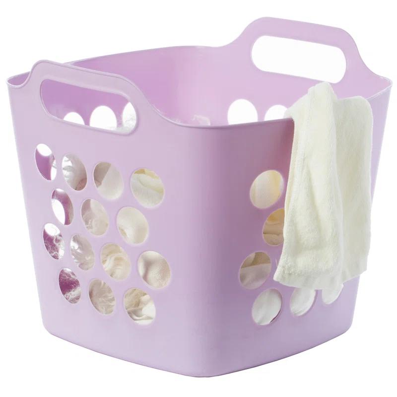 Rebrilliant Flexible Plastic Carry Laundry Basket Holder Square Storage Hamper with Side Handles