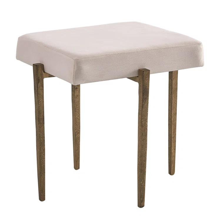 Global Views Laforge Bench-Antique Gold w/Muslin Cushion-Sm