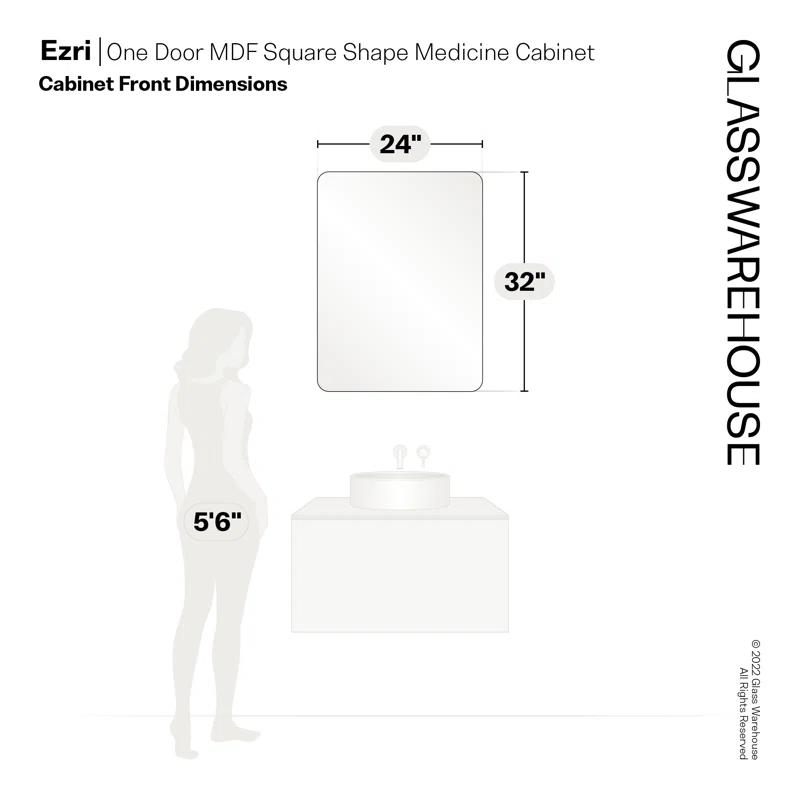 Glass Warehouse One Door MDF Square Shape Medicine Cabinet