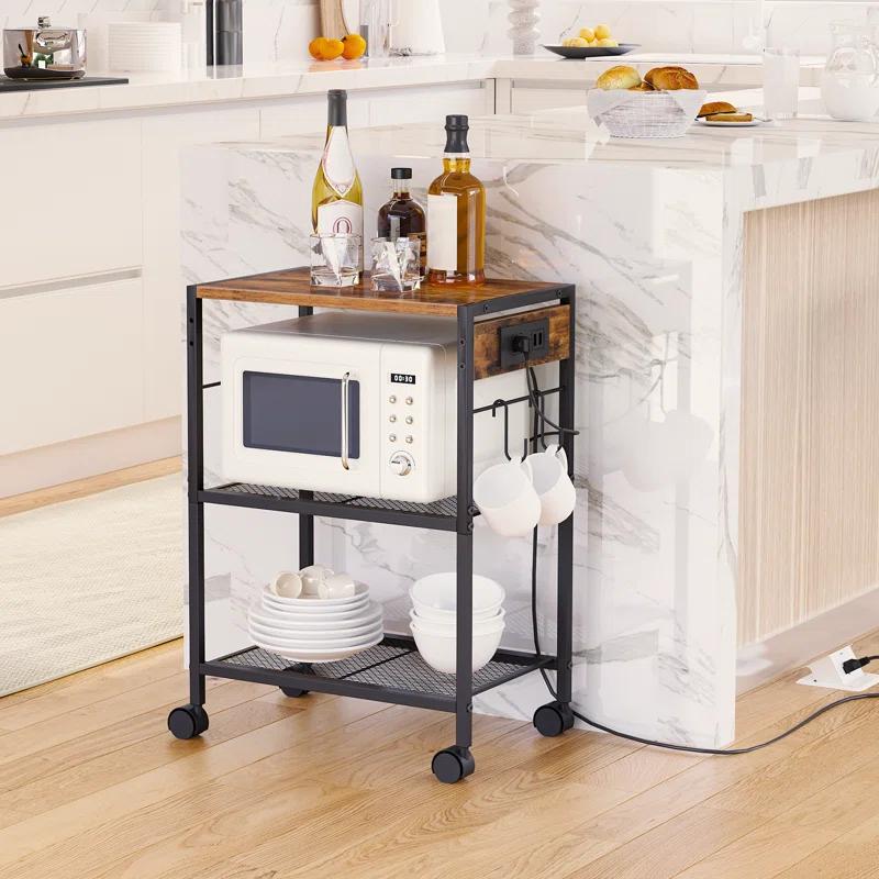 25.2'' H X 16.5'' W Mobile Printer Stand with Storage and Charging Station