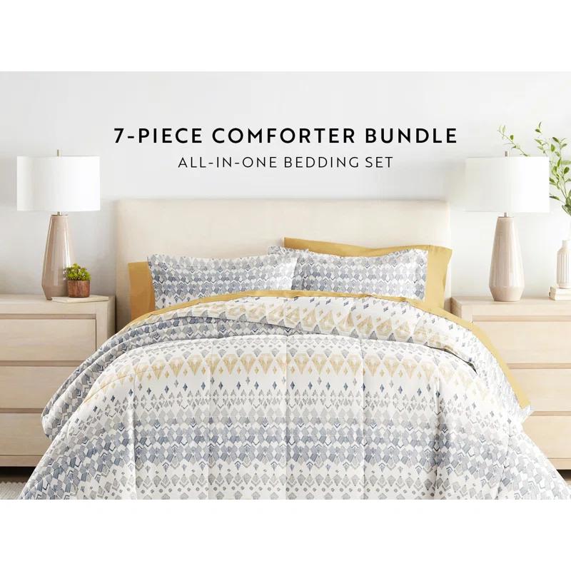 IEnjoy Home 7-Piece Bedding Bundle - Pattern Comforter and Sheet Set