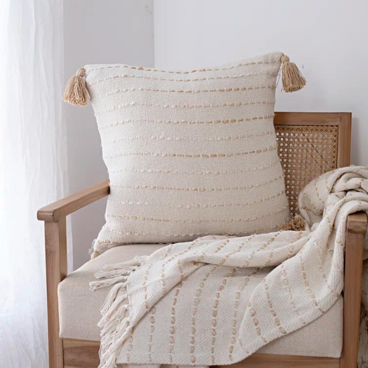 Rajani Home Deep Ombre Striped Handmade Woven Throw Blanket with Fringe