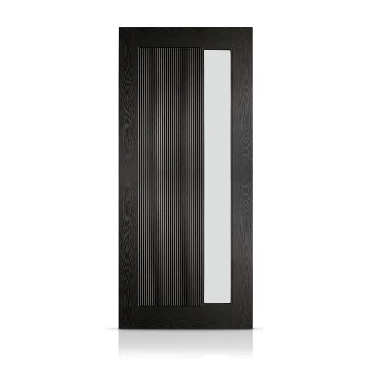 Calhome Modern Exterior Fiberglass Front Entry Door Slab with Designer Decorative Glass Door Slab Only