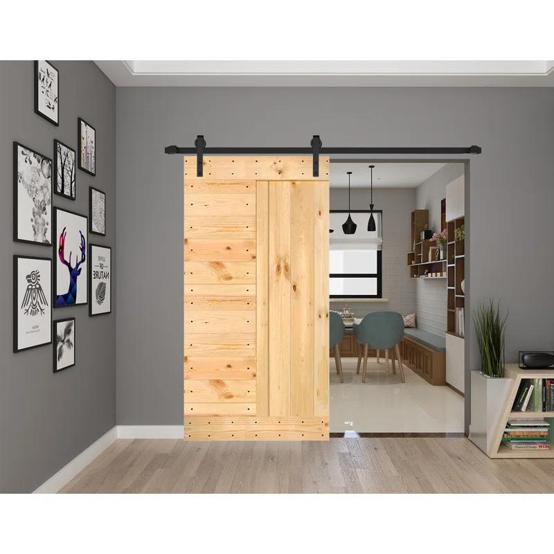 Mr. Wood L Series Paneled Wood Painted Barn Door without Installation Hardware Kit
