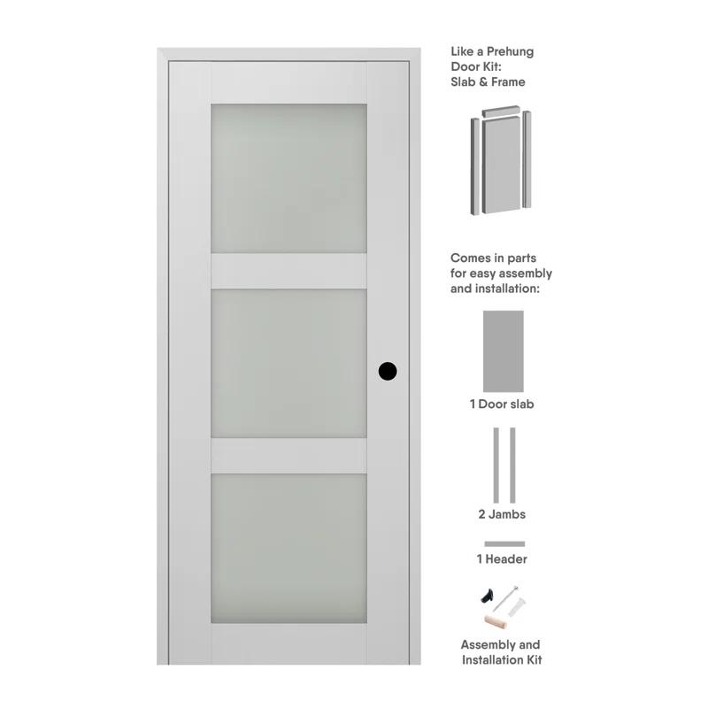 Belldinni Smart Pro 3 lite DIY-Friendly Manufactured Wood and Glass Single Swing Interior Door