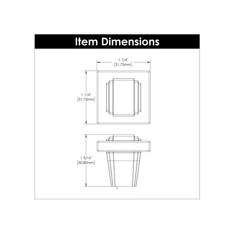 Belwith Keeler Belleclaire Collection Knob 1-1/4 Inch Square