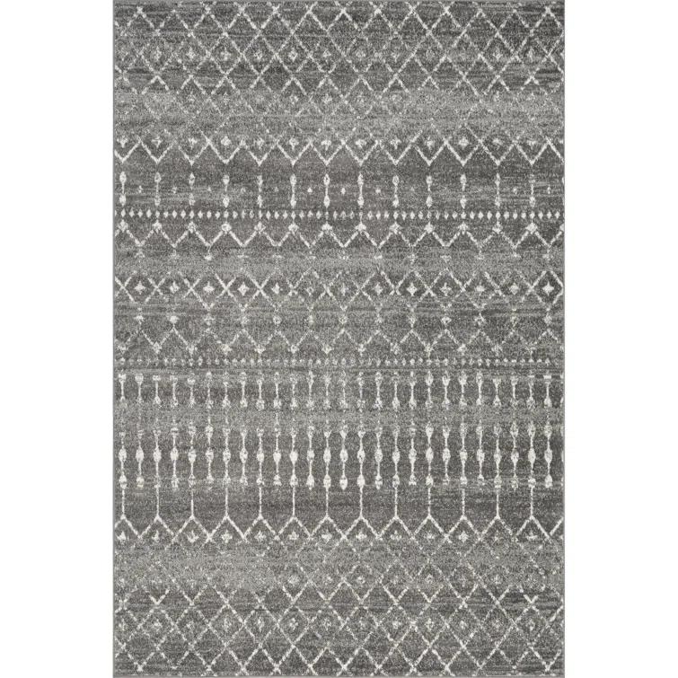 Union Rustic Amanuel Moroccan Geometric Area Rug in Dark Gray