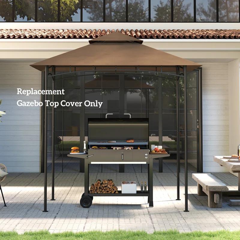 Outsunny Grill Gazebo Canopy Replacement Roof, UPF50+ Protected, 5' x 8' Outdoor BBQ Canopy Replacement Cover, Double Tiered Grill Canopy Replacement Cover, TOP COVER ONLY