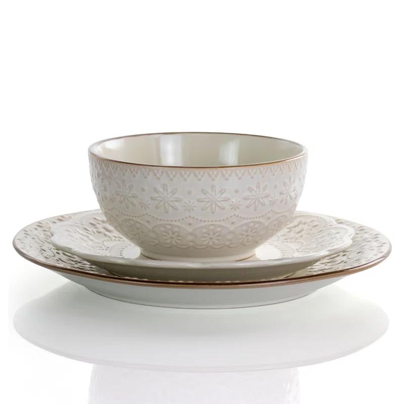 16 Piece Stoneware Dinnerware Set - Service for 4
