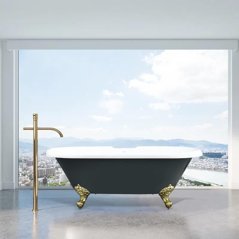 Altair 52167-BAT-GR-BB Kerta 66.9'' x 29.1'' Freestanding Soaking Acrylic Bathtub