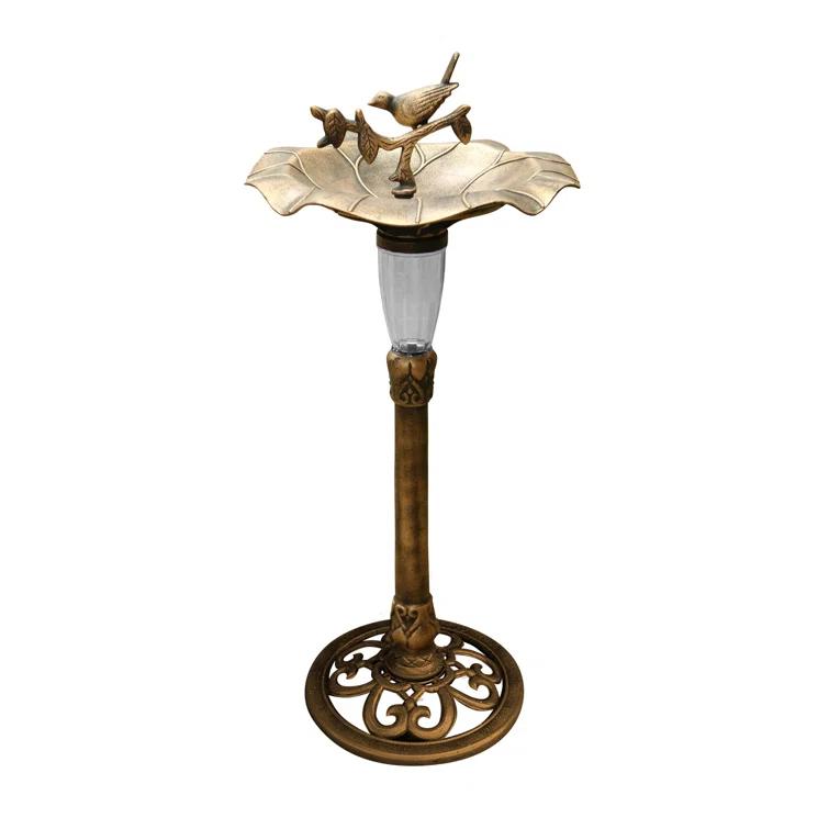 Alpine 41"H Solar Birdbath with Birds and LED Light for Garden