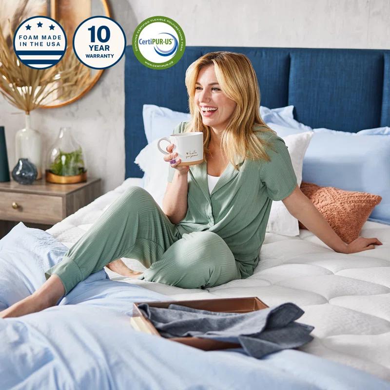 Sleep Innovations Sleep Innovations Cooling Comfort Gel Memory Foam Dual Layer Mattress Topper, 4 Inch, Pillow Top Cover