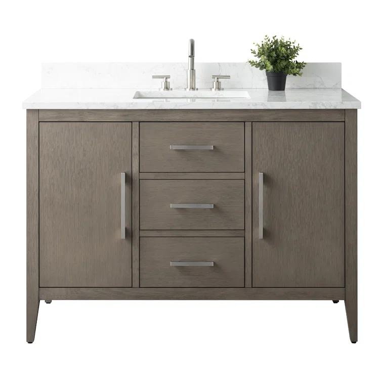 Vanity Art 48'' Single Bathroom Vanity with Engineered Marble Top