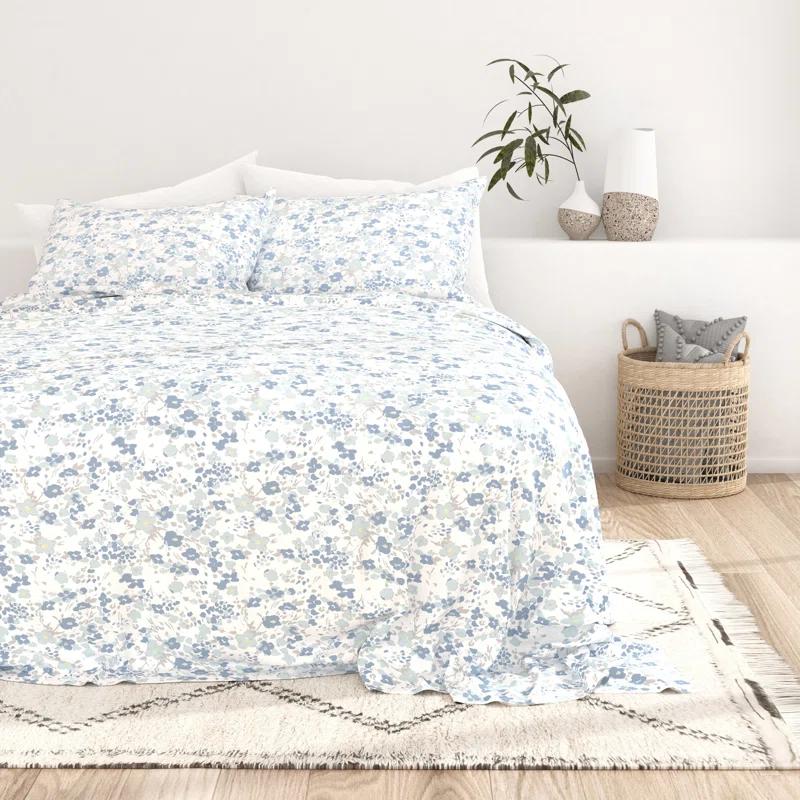 IEnjoy Home Violets Pattern Microfiber Sheet Set