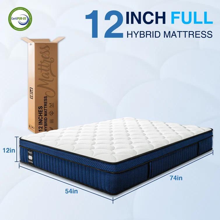 Alwyn Home Ciel Pillow Top Medium Firm Hybrid Mattress In A Box