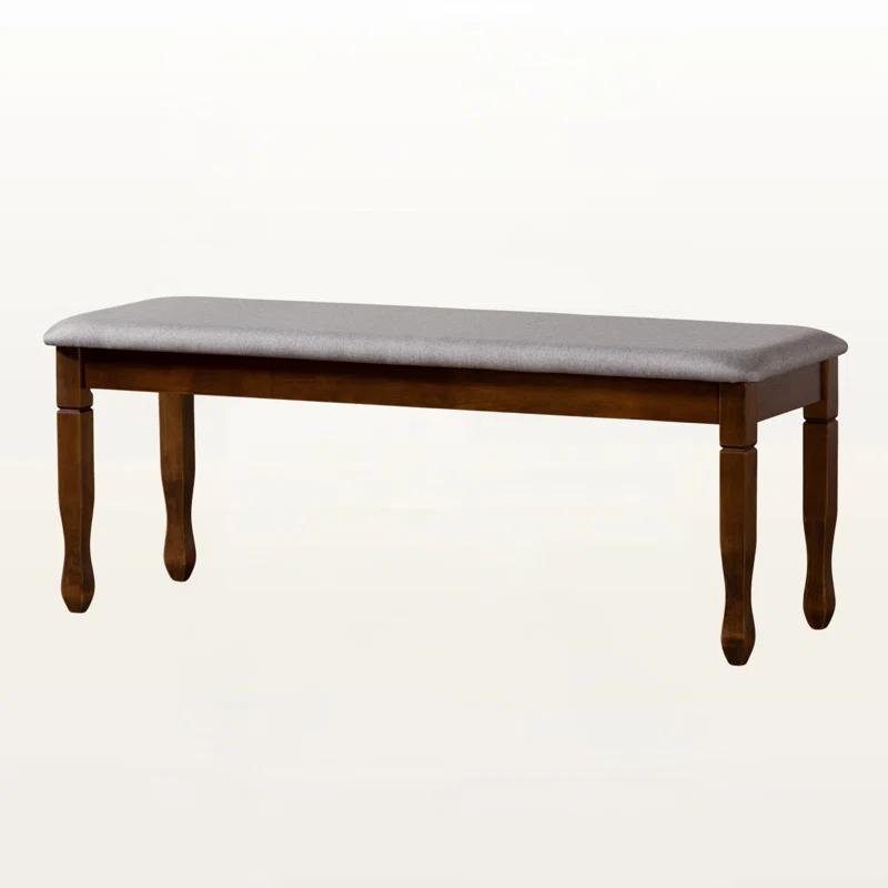 Charlton Home® Gethyn Grey Fabric Upholstered Bench With Walnut Brown Finished Wood, 18.9'' H X 47.8'' W X 16.1'' D