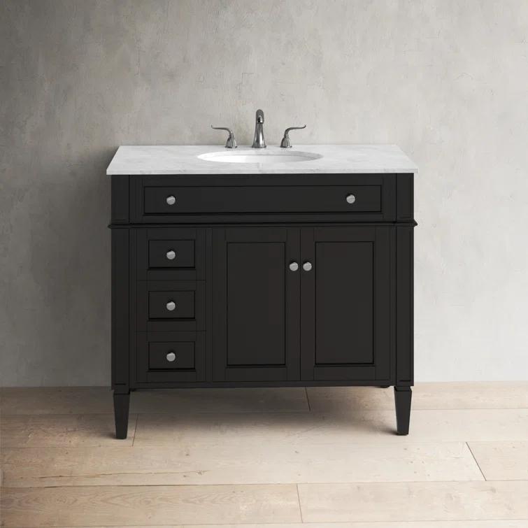 Rivers 40" Free-Standing Single Bathroom Vanity Set with Marble Vanity Top