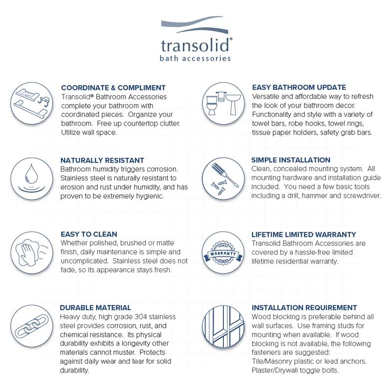 Transolid Drill / Screw Stainless Steel Shower Basket