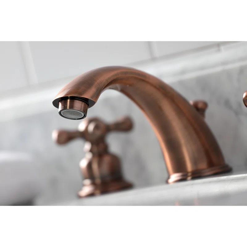 Kingston Brass KB966AX Kingston Brass Victorian Two-Handle 3-Hole Deck Mount Widespread Bathroom Faucet with Retail Pop-Up Drain