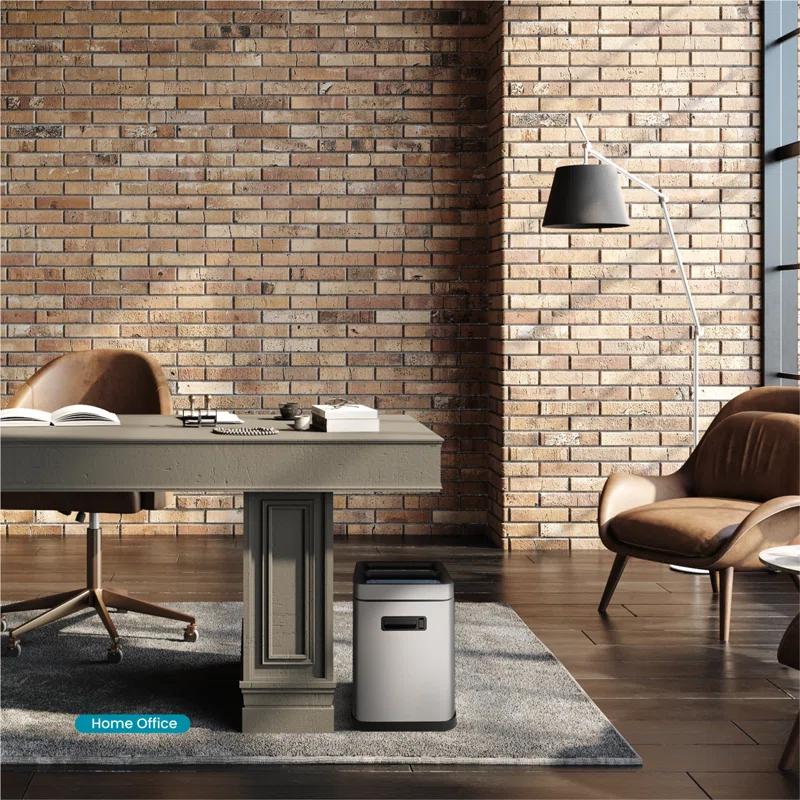 Home Zone Living Open Top Trash Can Dual Removable Liners for Trash and Recycling Stainless Steel