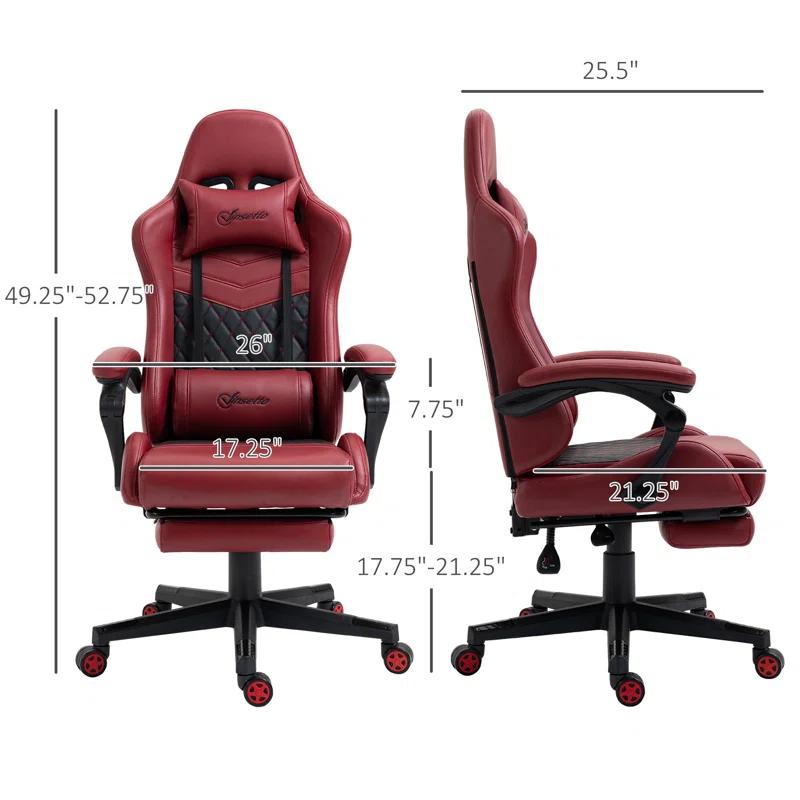 BEST CHOICE APPLIANCES LLC Racing Gaming Chair Diamond PU Leather Office Gamer Chair High Back Swivel Recliner With Footrest