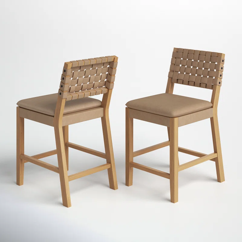 Arleatha Upholstered 24'' Counter Stool with Solid Wood Frame