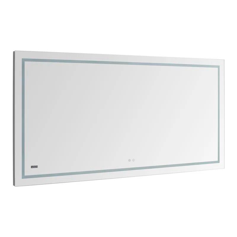 AQUADOM AQUADOM Daytona 40" W x 36" H x 1" D, LED Wall-Mount Mirror for Bathroom with 3 Color Temperature Light, Touch Control, Dimmer and Defogger, Digital Clock