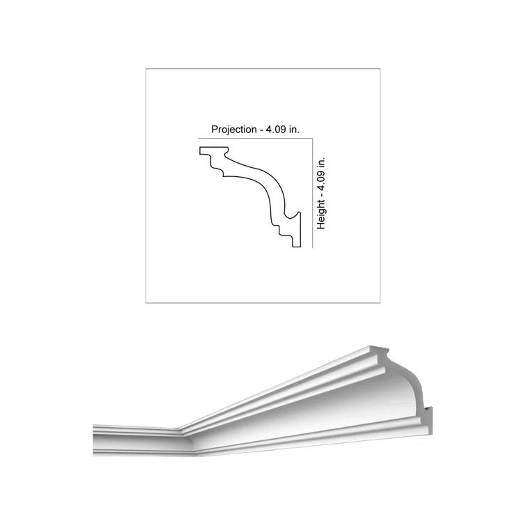 A La Maison Ceilings Ericka 78.5"L x 5.75"W x 4.09"H x 24.09"D Glue-Up Styrofoam Crown Molding 97.5 ln. ft. (Set of 15)