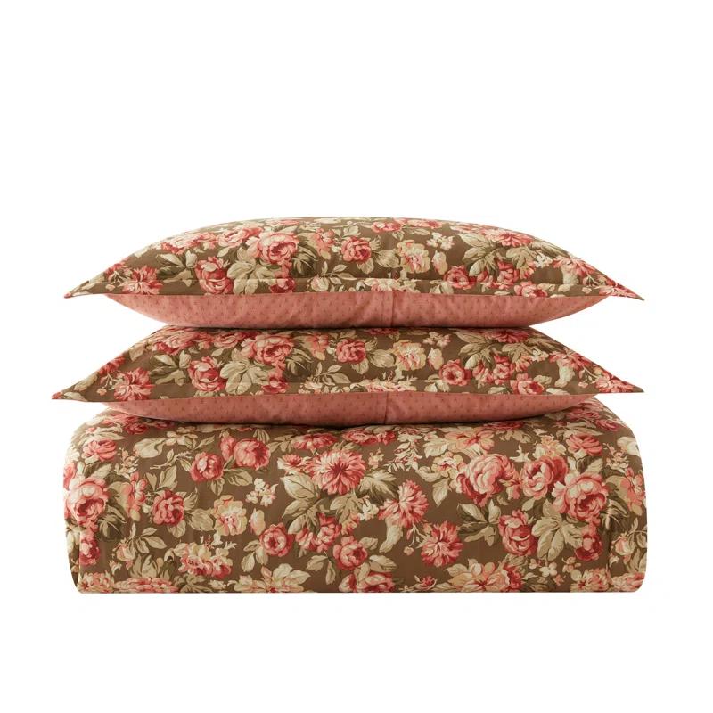 Laura Ashley Bloomsbury Cotton Reversible Brown Comforter Set