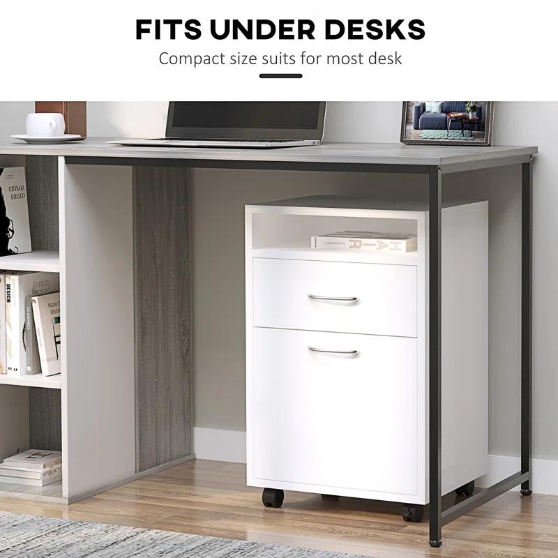 Latitude Run® Mobile Storage Cabinet Organizer with Drawer and Cabinet, Printer Stand with Castors